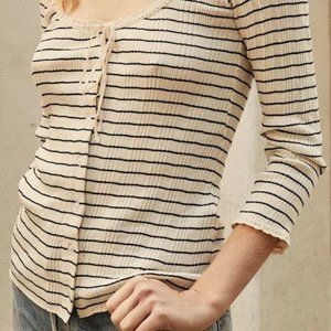 Doen Vivienne Tee in Navy Suffolk Stripe